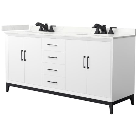 A large image of the Wyndham Collection WCH818172D-QTZ-US3MXX White / Giotto Quartz Top / Matte Black Hardware