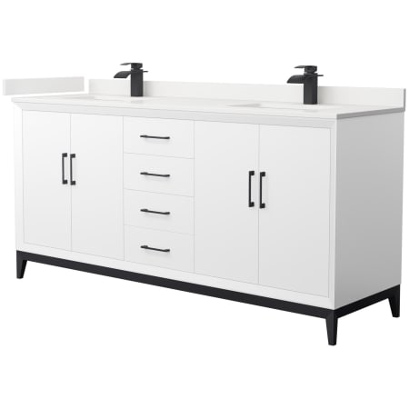 A large image of the Wyndham Collection WCH818172D-QTZ-UNSMXX White / White Quartz Top / Matte Black Hardware