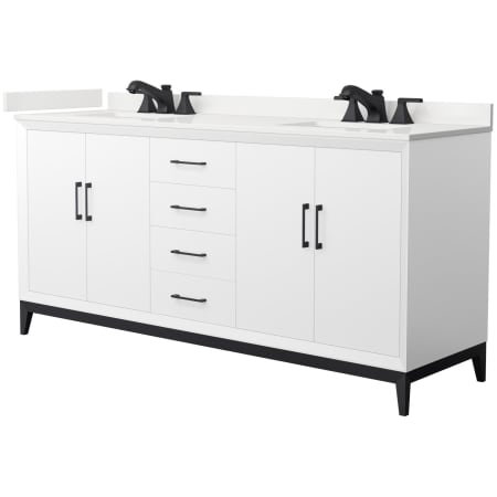 A large image of the Wyndham Collection WCH818172D-QTZ-US3MXX White / White Quartz Top / Matte Black Hardware