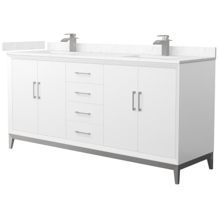 A large image of the Wyndham Collection WCH818172D-VCA-UNSMXX White / Carrara Cultured Marble Top / Brushed Nickel Hardware