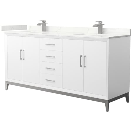 A large image of the Wyndham Collection WCH818172D-QTZ-UNSMXX White / Giotto Quartz Top / Brushed Nickel Hardware