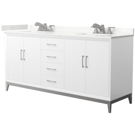 A large image of the Wyndham Collection WCH818172D-QTZ-US3MXX White / Giotto Quartz Top / Brushed Nickel Hardware