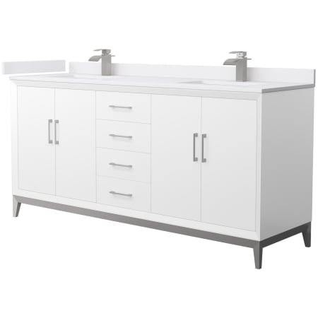A large image of the Wyndham Collection WCH818172D-VCA-UNSMXX White / White Cultured Marble Top / Brushed Nickel Hardware