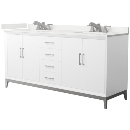 A large image of the Wyndham Collection WCH818172D-QTZ-US3MXX White / White Quartz Top / Brushed Nickel Hardware