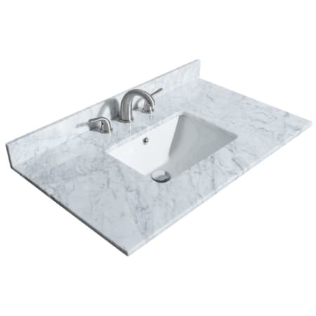 A large image of the Wyndham Collection WCHVCA336STOPUNS White Carrara Marble