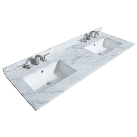 A large image of the Wyndham Collection WCHVCA360DTOPUNS White Carrara Marble
