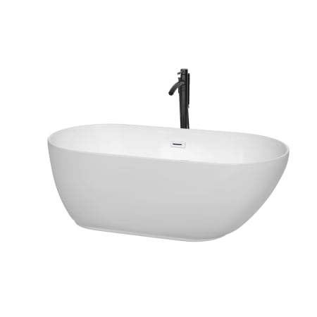 A large image of the Wyndham Collection WCOBT100060ATP11 White / Shiny White Trim / Matte Black Faucet