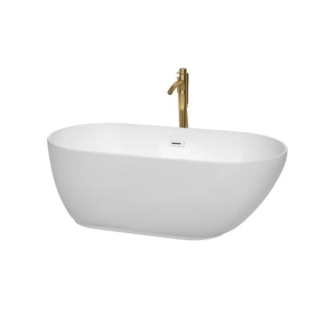 A large image of the Wyndham Collection WCOBT100060ATP11 White / Shiny White Trim / Brushed Gold Faucet