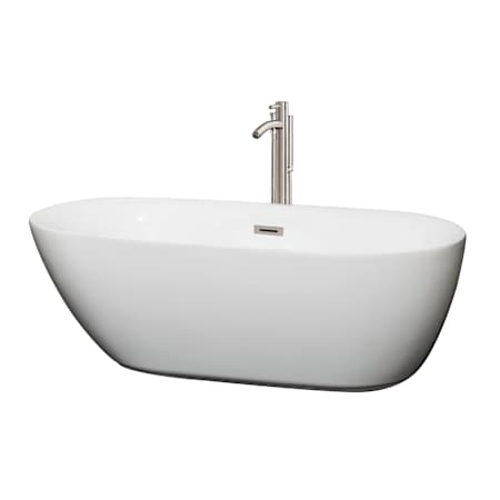 A large image of the Wyndham Collection WCOBT100065ATP11 White / Brushed Nickel Trim