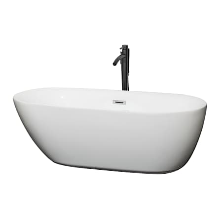 A large image of the Wyndham Collection WCOBT100065ATP11 White / Polished Chrome Trim / Matte Black Faucet