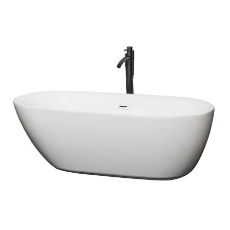 A large image of the Wyndham Collection WCOBT100065ATP11 White / Shiny White Trim / Matte Black Faucet