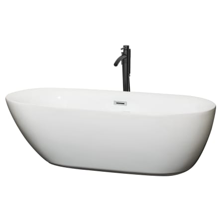 A large image of the Wyndham Collection WCOBT100071ATP11 White / Polished Chrome Trim / Matte Black Faucet