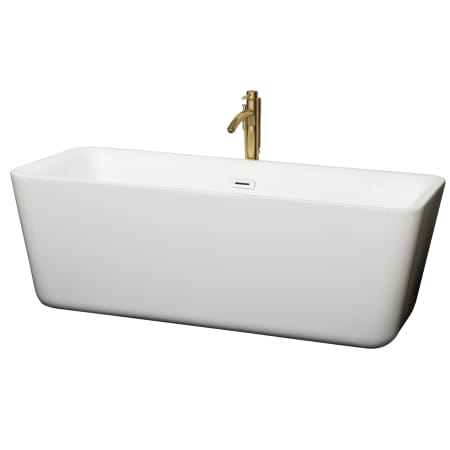 A large image of the Wyndham Collection WCOBT100169ATP11 White / Shiny White Trim / Brushed Gold Faucet