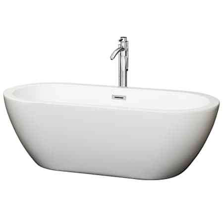 A large image of the Wyndham Collection WCOBT100268ATP11 White / Polished Chrome Trim