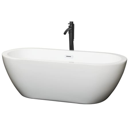A large image of the Wyndham Collection WCOBT100268ATP11 White / Shiny White Trim / Matte Black Faucet