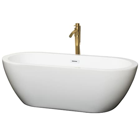 A large image of the Wyndham Collection WCOBT100268ATP11 White / Shiny White Trim / Brushed Gold Faucet