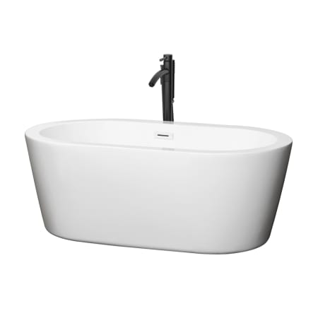 A large image of the Wyndham Collection WCOBT100360ATP11 White / Shiny White Trim / Matte Black Faucet
