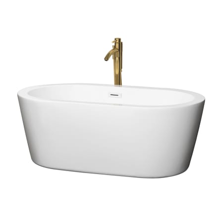 A large image of the Wyndham Collection WCOBT100360ATP11 White / Shiny White Trim / Brushed Gold Faucet