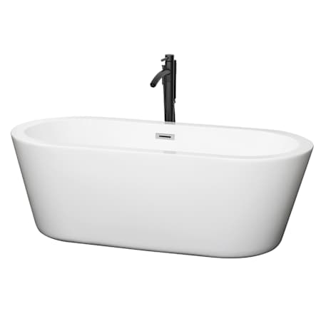 A large image of the Wyndham Collection WCOBT100367ATP11 White / Polished Chrome Trim / Matte Black Faucet