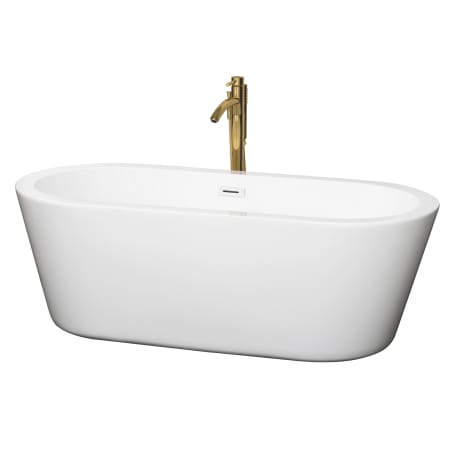 A large image of the Wyndham Collection WCOBT100367ATP11 White / Shiny White Trim / Brushed Gold Faucet