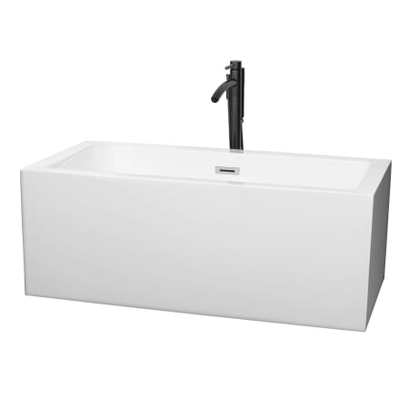 A large image of the Wyndham Collection WCOBT101160ATP11 White / Polished Chrome Trim / Matte Black Faucet