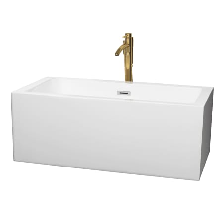 A large image of the Wyndham Collection WCOBT101160ATP11 White / Polished Chrome Trim / Brushed Gold Faucet