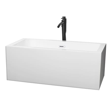 A large image of the Wyndham Collection WCOBT101160ATP11 White / Shiny White Trim / Matte Black Faucet