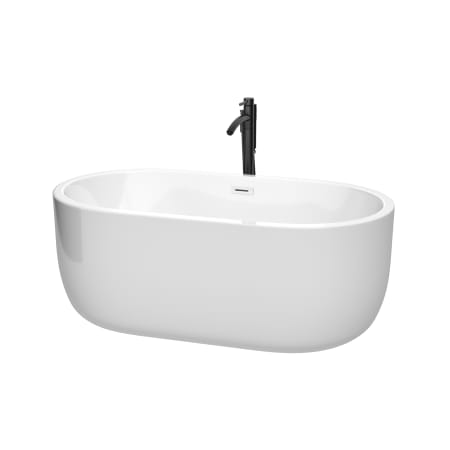 A large image of the Wyndham Collection WCOBT101360ATP11 White / Shiny White Trim / Matte Black Faucet