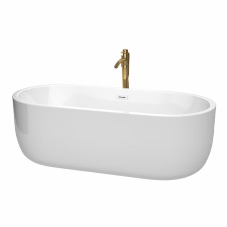 A large image of the Wyndham Collection WCOBT101371ATP11 White / Shiny White Trim / Brushed Gold Faucet