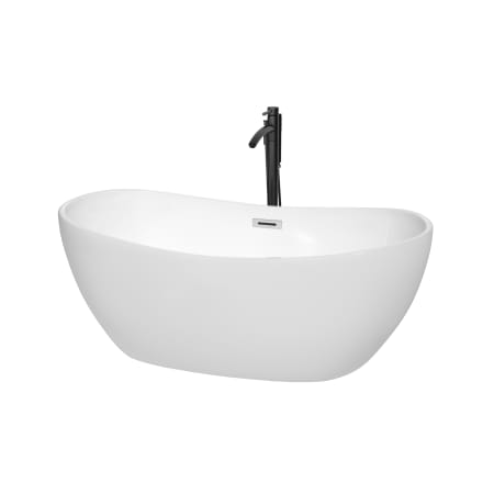 A large image of the Wyndham Collection WCOBT101460ATP11 White / Polished Chrome Trim / Matte Black Faucet