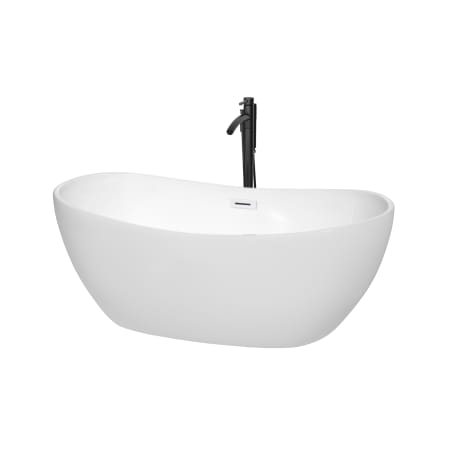 A large image of the Wyndham Collection WCOBT101460ATP11 White / Shiny White Trim / Matte Black Faucet