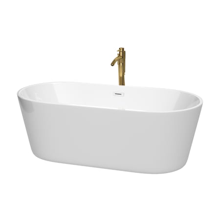 A large image of the Wyndham Collection WCOBT101567ATP11-XX White / Shiny White Trim / Brushed Gold Faucet
