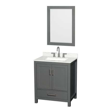 A large image of the Wyndham Collection WCS141430S-QTZ-US3M24 Dark Gray / Giotto Quartz Top / Brushed Chrome Hardware