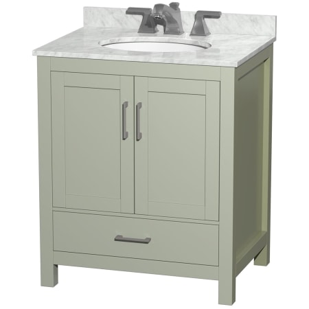 A large image of the Wyndham Collection WCS141430SUNOMXX Light Green / Brushed Nickel Hardware