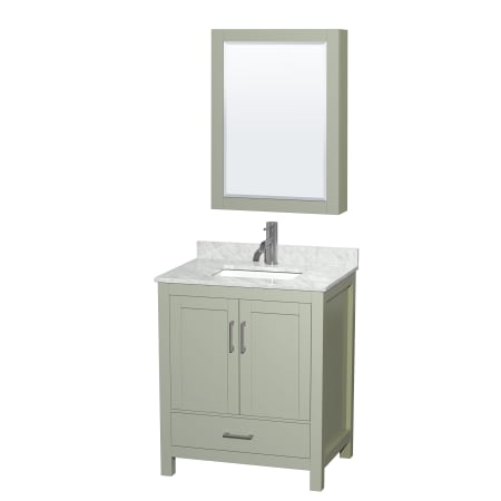 A large image of the Wyndham Collection WCS141430SUNSMED Light Green / Brushed Nickel Hardware