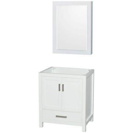 A large image of the Wyndham Collection WCS141430SWHCXSXXMED White / Brushed Chrome Hardware