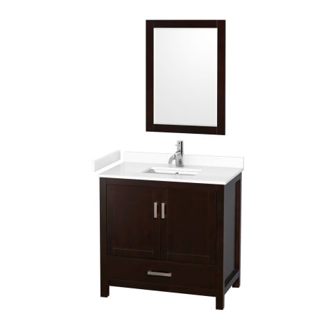 A large image of the Wyndham Collection WCS141436S-VCA-M24 Espresso / White Cultured Marble Top / Brushed Chrome Hardware