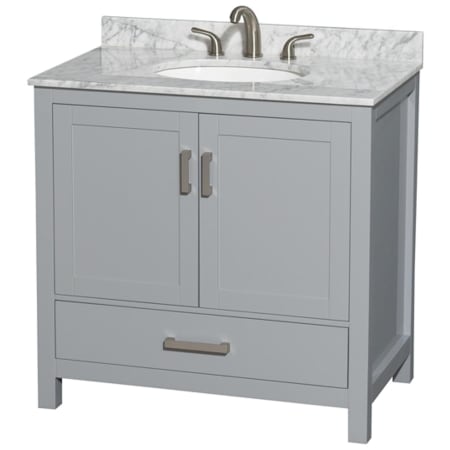 A large image of the Wyndham Collection WCS141436SUNOMXX Gray / White Carrara Marble Top