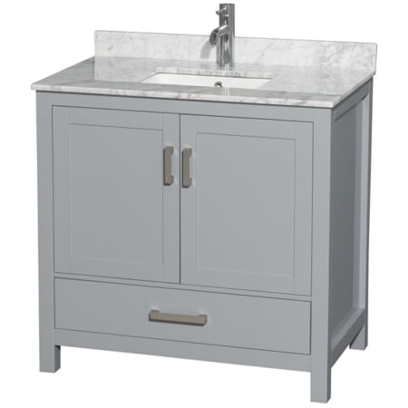 A large image of the Wyndham Collection WCS141436SUNSMXX Gray / White Carrara Marble Top