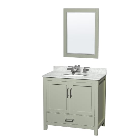 A large image of the Wyndham Collection WCS141436SUNOM24 Light Green / Brushed Nickel Hardware
