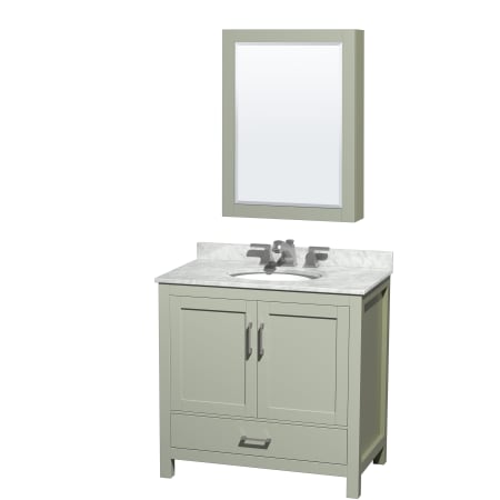 A large image of the Wyndham Collection WCS141436SUNOMED Light Green / Brushed Nickel Hardware