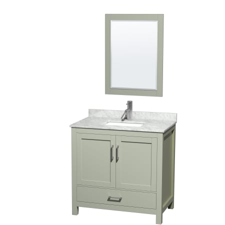 A large image of the Wyndham Collection WCS141436SUNSM24 Light Green / Brushed Nickel Hardware