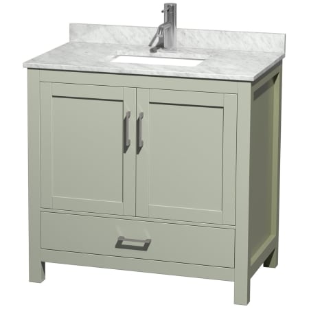 A large image of the Wyndham Collection WCS141436SUNSMXX Light Green / Brushed Nickel Hardware