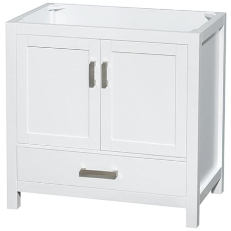 A large image of the Wyndham Collection WC-1414-36-SGL-UM-VAN White / Brushed Chrome Hardware