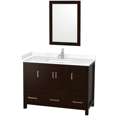 A large image of the Wyndham Collection WCS141448S-VCA-M24 Espresso / Carrara Cultured Marble Top / Brushed Chrome Hardware
