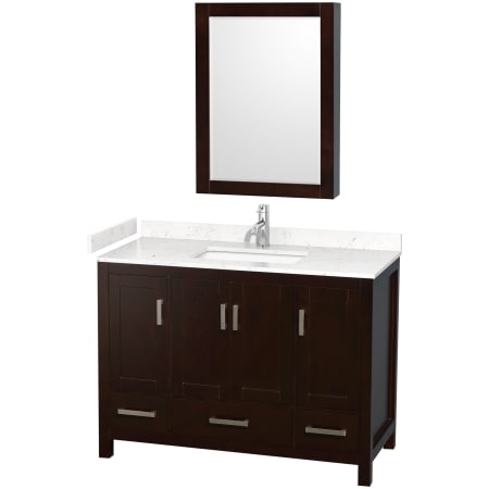 A large image of the Wyndham Collection WCS141448S-VCA-MED Espresso / Carrara Cultured Marble Top / Brushed Chrome Hardware