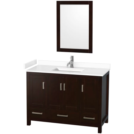 A large image of the Wyndham Collection WCS141448S-VCA-M24 Espresso / White Cultured Marble Top / Brushed Chrome Hardware