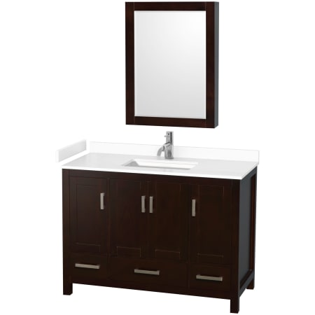 A large image of the Wyndham Collection WCS141448S-VCA-MED Espresso / White Cultured Marble Top / Brushed Chrome Hardware