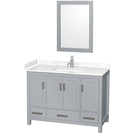 A large image of the Wyndham Collection WCS141448S-VCA-M24 Gray / Carrara Cultured Marble Top / Brushed Chrome Hardware