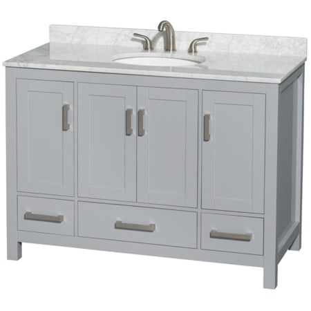 A large image of the Wyndham Collection WCS141448SUNOMXX Gray / White Carrara Marble Top